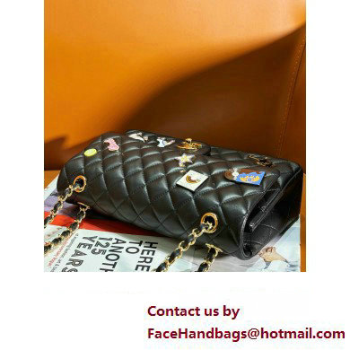 chanel Lambskin, Enamel  &  Gold-Tone Metal Classic Handbag A01112 BLACK 2024